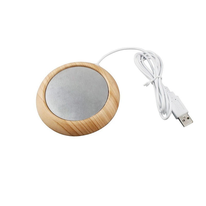 Warmfell Slim USB Heated Coaster with Wood-Look Rim