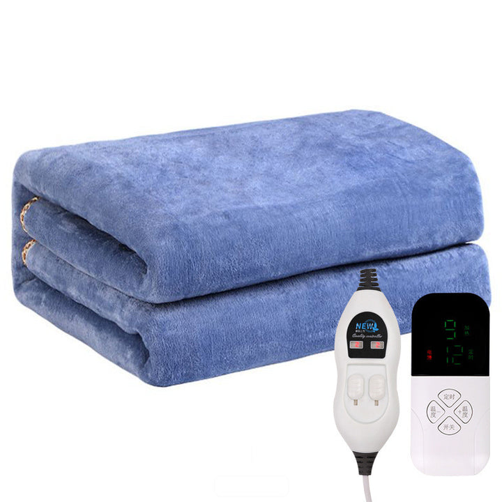 Brown flannel electric under blanket on bed