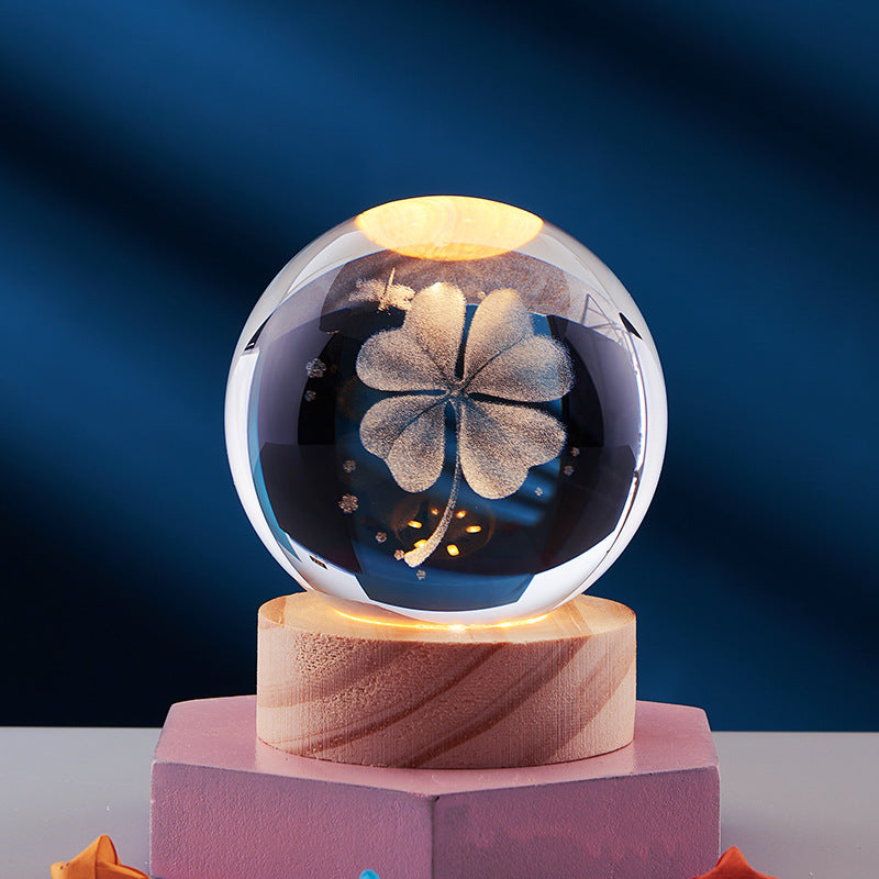 3D solar system crystal ball night light – 6 or 8 cm with base