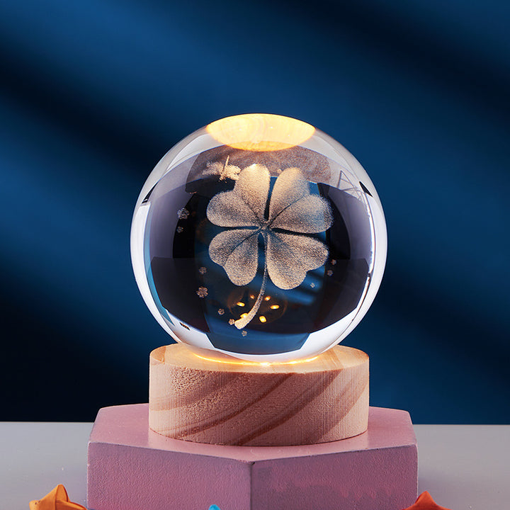 3D solar system crystal ball night light – 6 or 8 cm with base