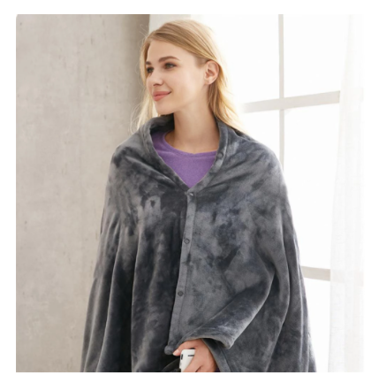 USB Heated Shawl – Soft Coral Fleece Wrap with Carbon Heating