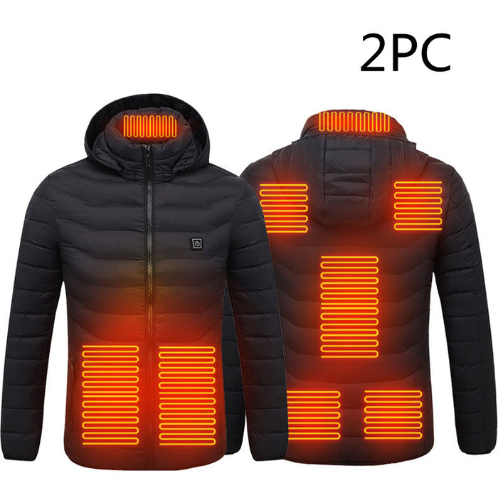 Warmfell Men's lightweight heated jacket with hood and 8 heat zones