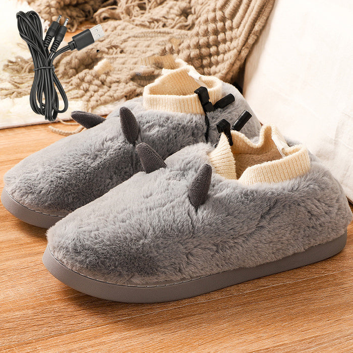Warmfell USB heated slippers in soft velvet, unisex foot warmers