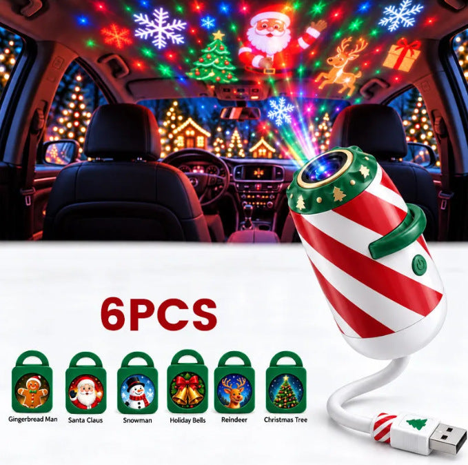 Warmfell Christmas Car Projector Light, USB Gooseneck with Discs