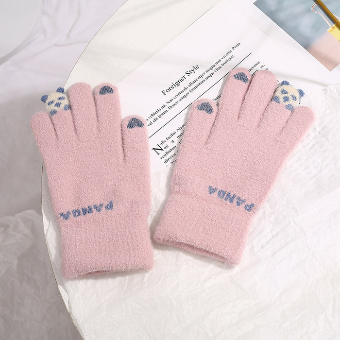 Warmfell Knitted Touchscreen Gloves with a 3D Panda