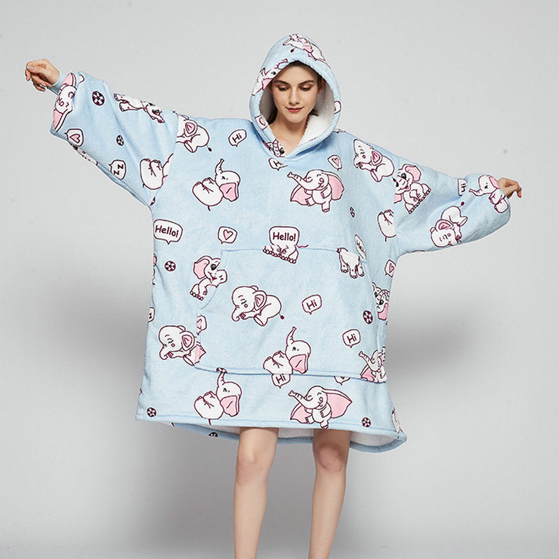 Wearable Blanket Hoodie – Soft Flannel with Fun Prints