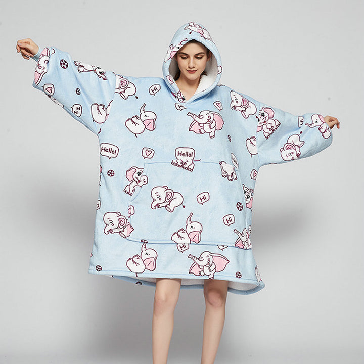 Wearable Blanket Hoodie – Soft Flannel with Fun Prints