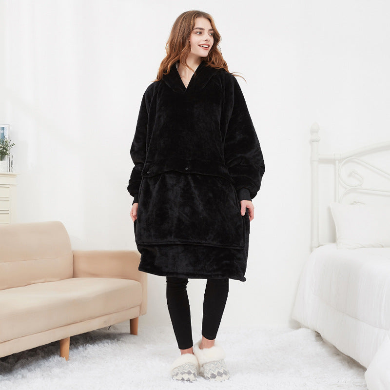 USB Heated Hoodie Blanket – Oversized Flannel and Sherpa