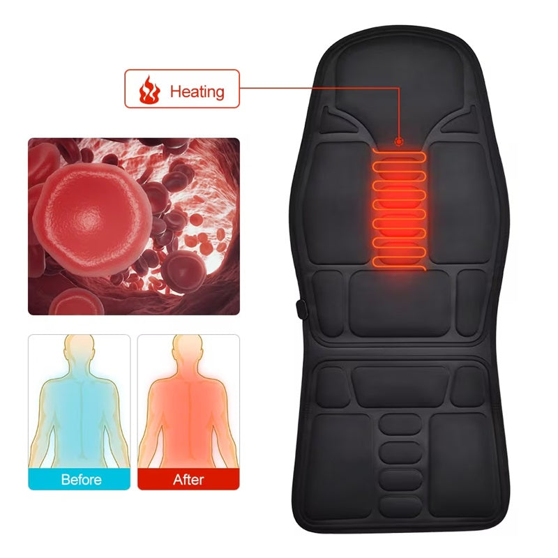 Warmfell™ Heated Massage Chair Pad with 7 Motors for Home and Car
