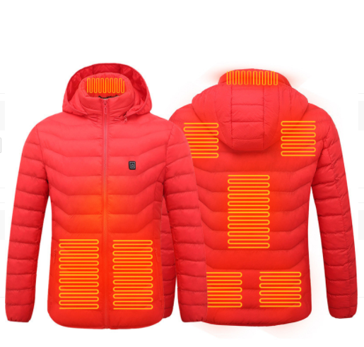 Heated Jacket With 8 Zones And Removable Hood, USB Powered