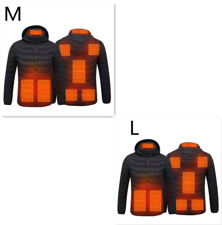 USB Heated Jacket With Hood And 8 Heating Zones, Two-Piece Pack