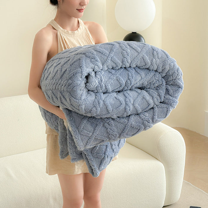 Warmfell Tufted Velvet Throw Blanket with 3D Pattern