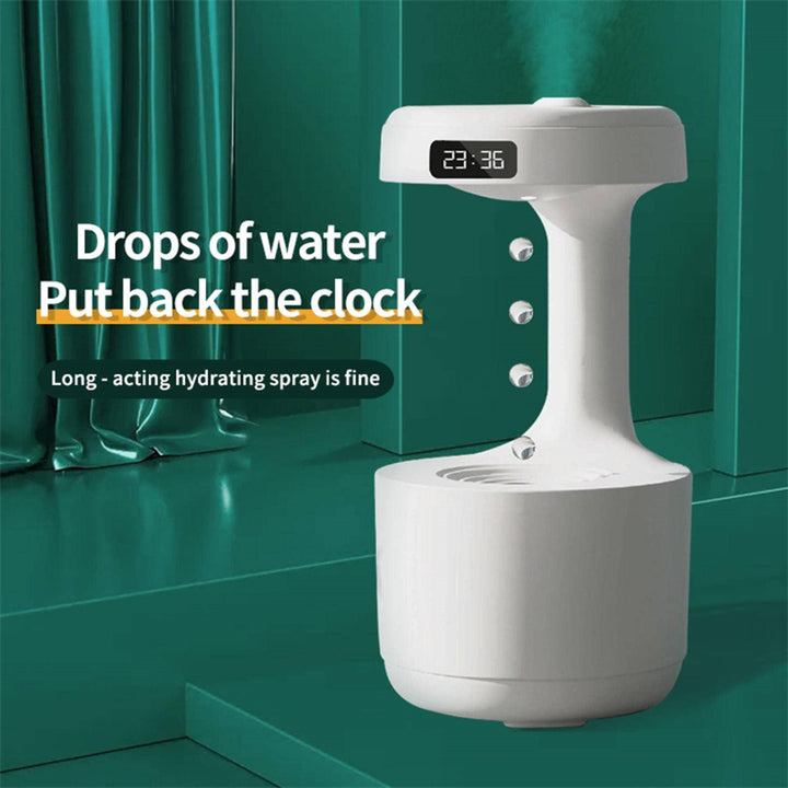 Anti-Gravity Humidifier with Clock – Water Drop Diffuser