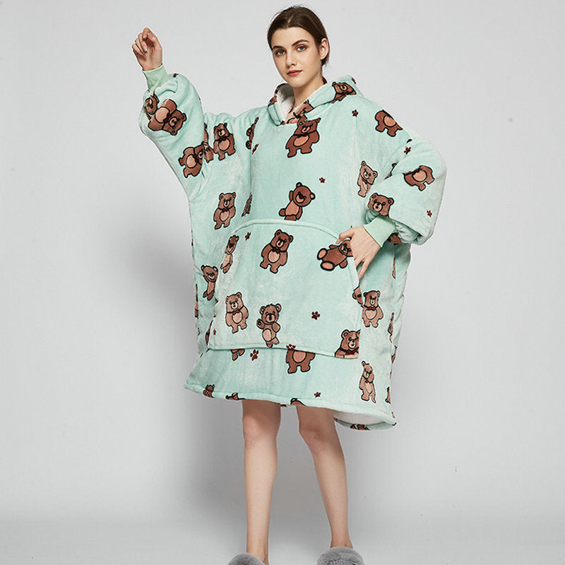 Wearable Blanket Hoodie – Soft Flannel with Fun Prints