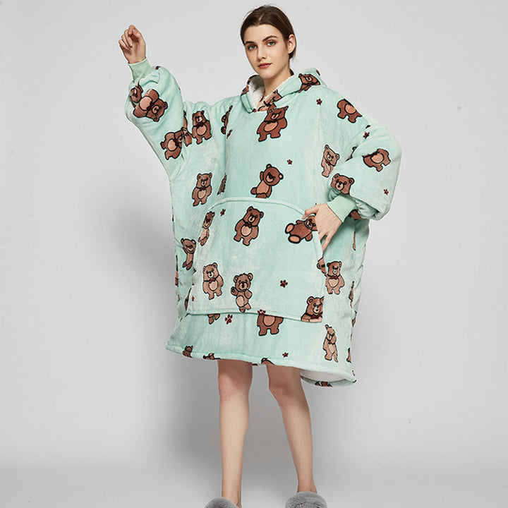 Wearable Blanket Hoodie – Soft Flannel with Fun Prints