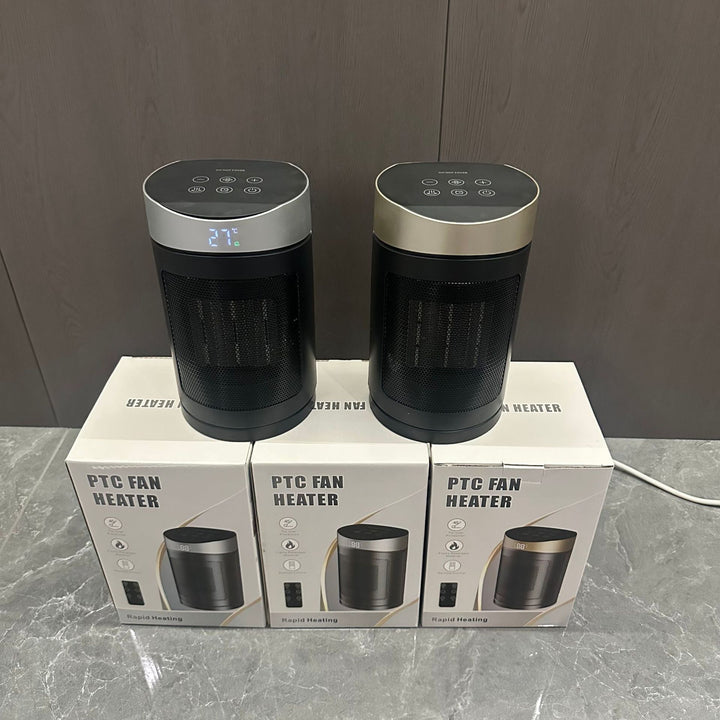 Black and gold oscillating ceramic tower heater