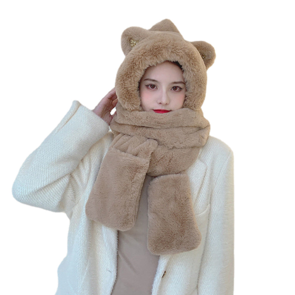 USB heated hooded scarf with ears