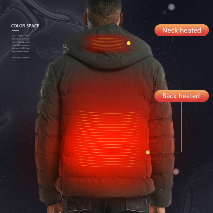 USB Heated Jacket for Men and Women, Hooded Cotton Coat