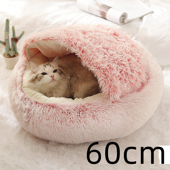 Warmfell Plush 2-in-1 Pet Bed with Fold-Over Hood, 40 to 65 cm