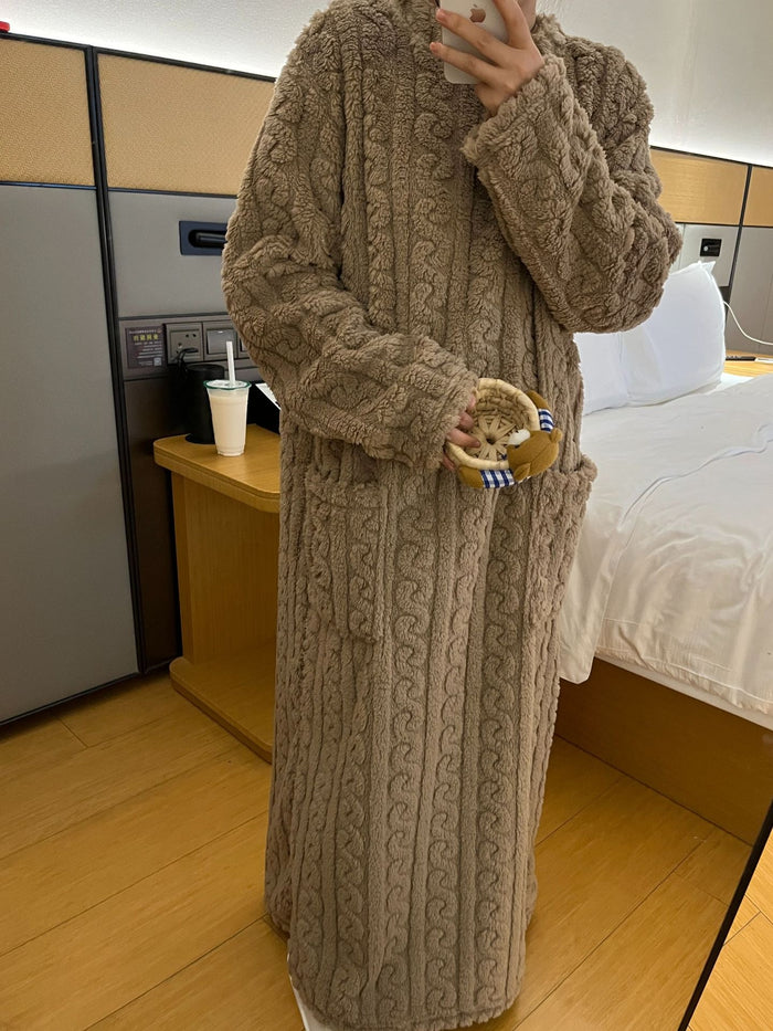 Warmfell Long Coral Fleece Nightgown with Pockets