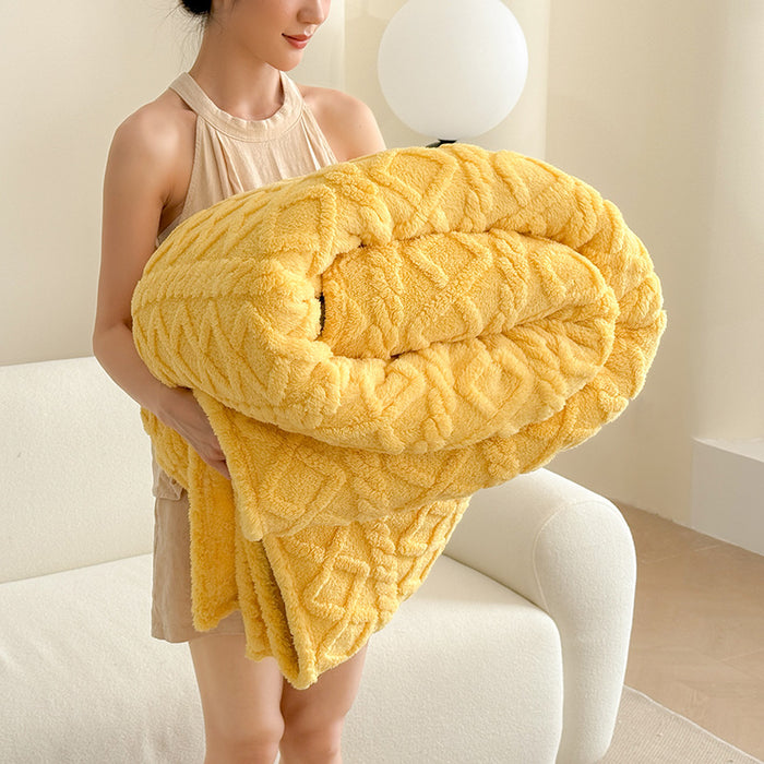 Warmfell Tufted Velvet Throw Blanket with 3D Pattern