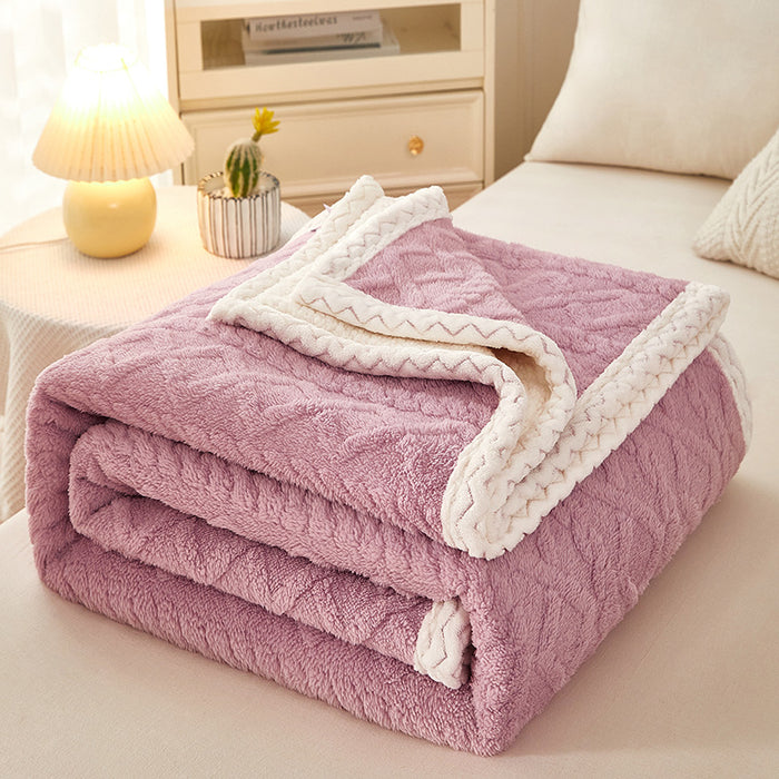 Warmfell Double-Layer Coral Fleece Blanket with Sherpa Reverse
