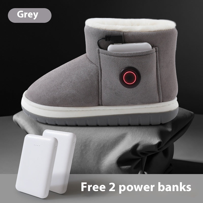 Rechargeable Electric Heated Slippers, Soft Winter Foot Warmers