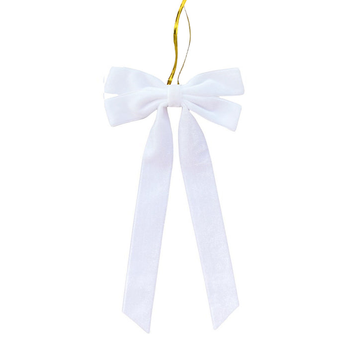 Warmfell Velvet Christmas bow with long tails and gold cord