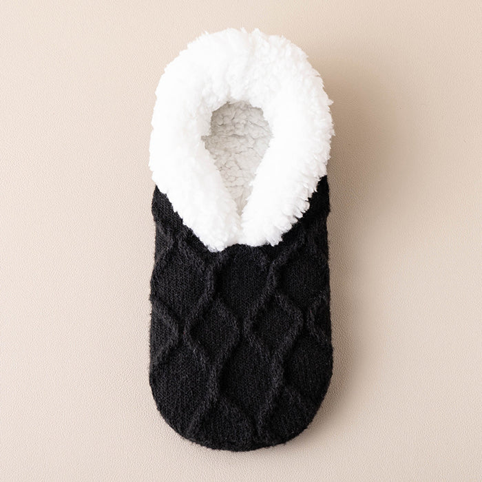 Warmfell Plush Lined Slipper Socks with Grip Dots