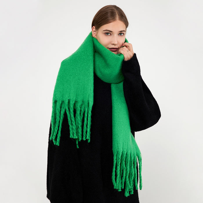 Warmfell Extra Long Fluffy Mohair Feel Scarf with Tassels