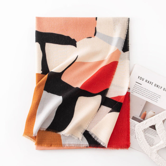 Warmfell Abstract Print Cashmere Feel Scarf, 68 x 190 cm