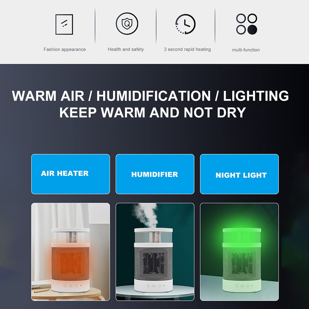 3 In 1 Space Heater With Humidifier And Colourful Night Light