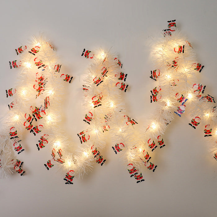 Warmfell Christmas Tinsel Garland with Battery LED Lights
