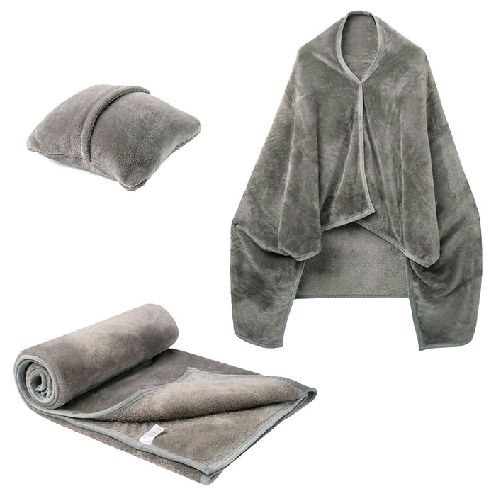 Warmfell 3-in-1 Fleece Blanket Shawl that Folds into a Cushion