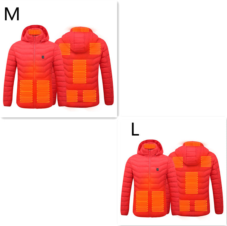 USB Heated Jacket With Hood And 8 Heating Zones, Two-Piece Pack