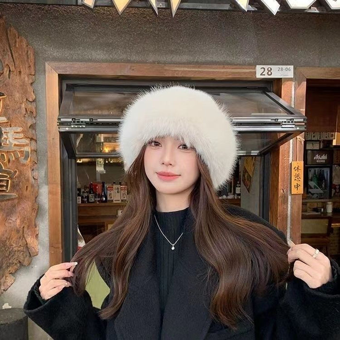 Warmfell Fluffy Faux Fur Hat with Rolled Brim