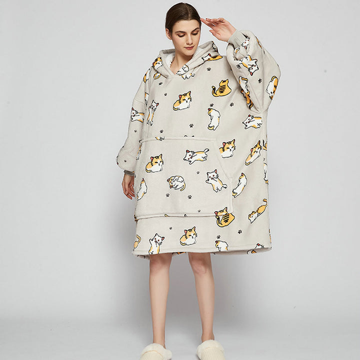 Wearable Blanket Hoodie – Soft Flannel with Fun Prints