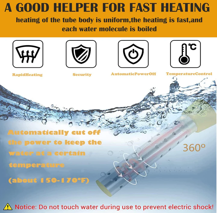 Warmfell™ Portable Immersion Water Heater with Stainless Steel Coil