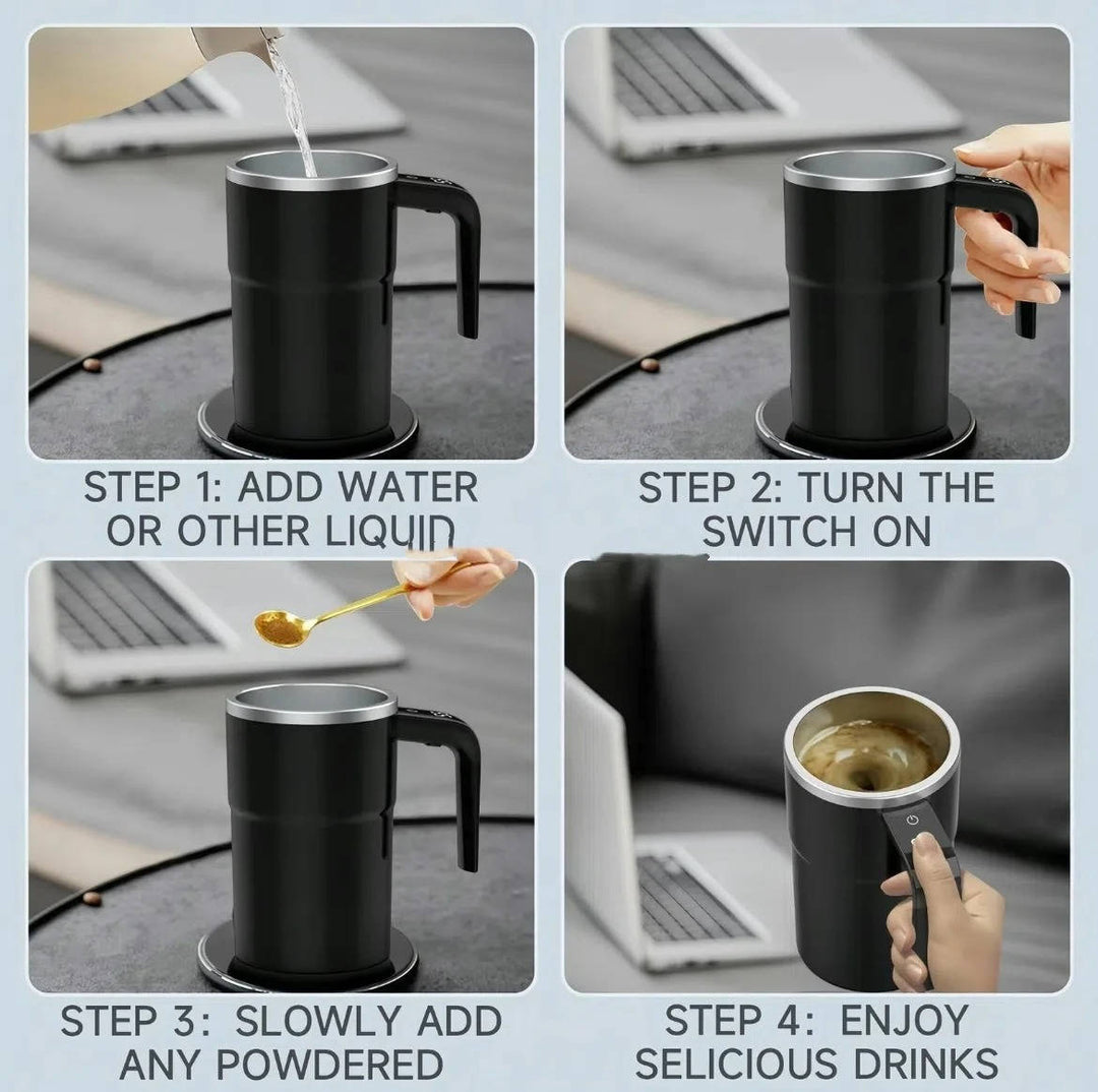 Warmfell™ Rechargeable Self-Mixing Coffee Mug With Leakproof Lid