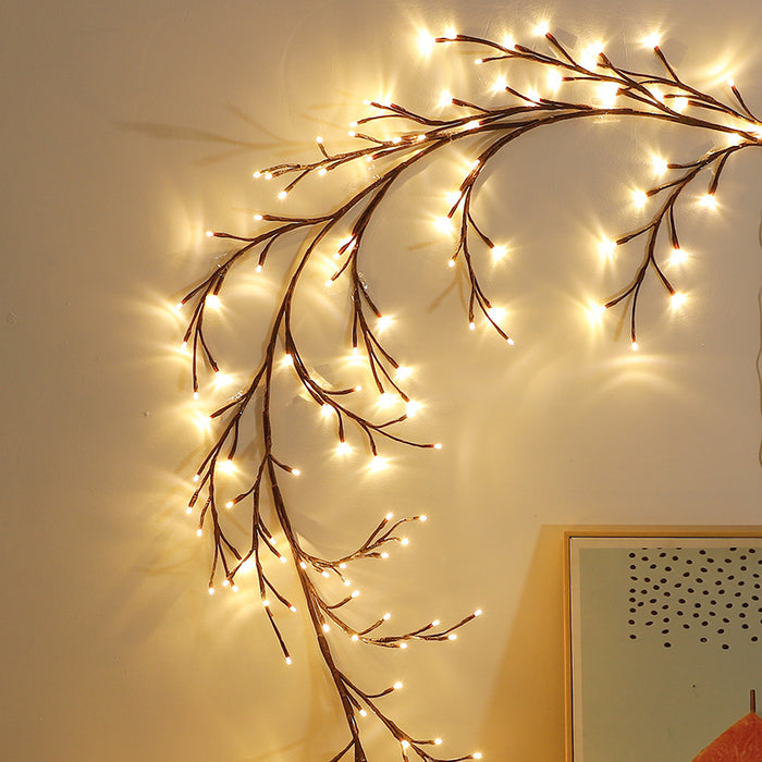 Warmfell USB LED Rattan Branch Light for Walls, 2.3 m