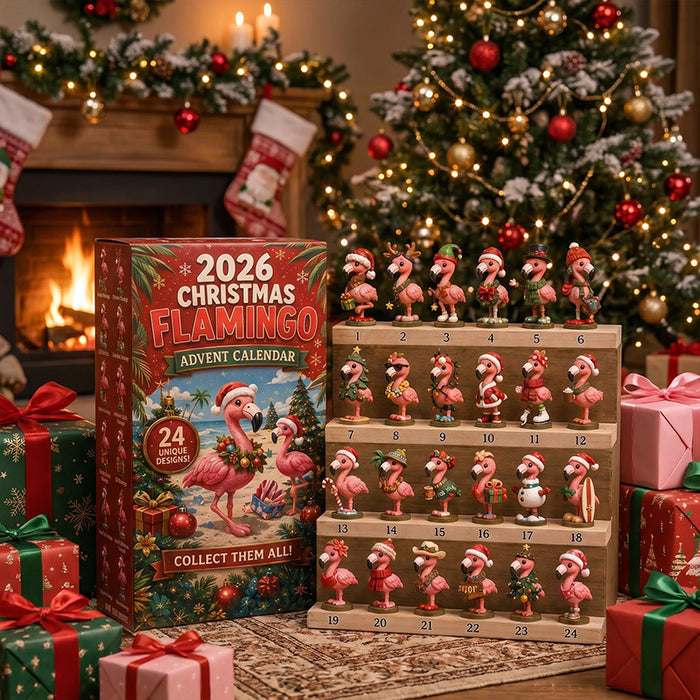 Warmfell Flamingo advent calendar with 24 festive figures