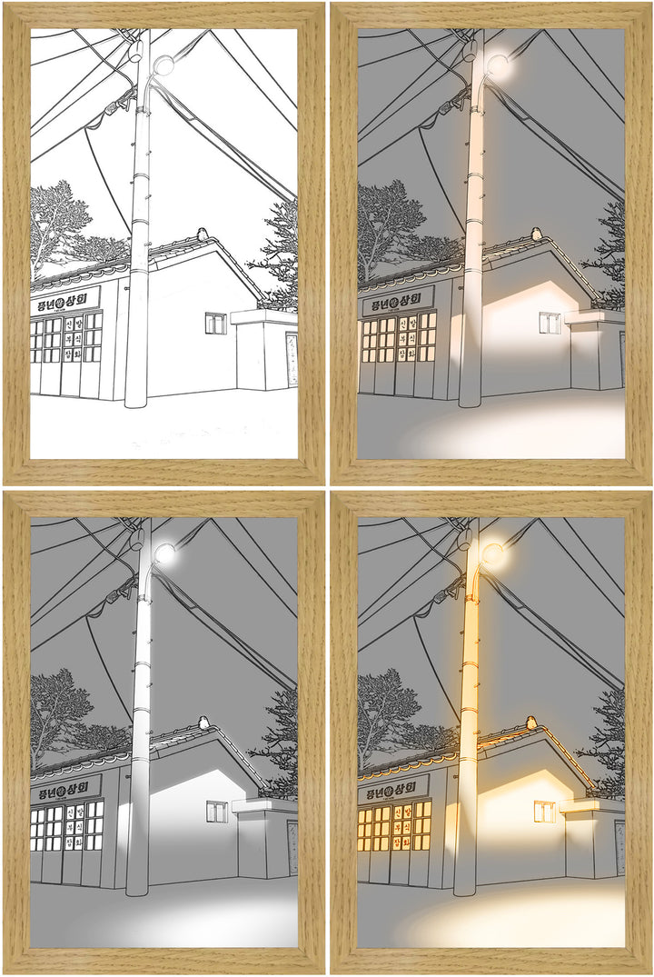 Framed LED painting with sunshine glow