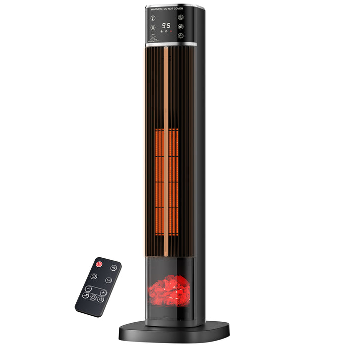 Warmfell Ceramic Tower Heater 81 cm with Flame Effect and ECO Mode