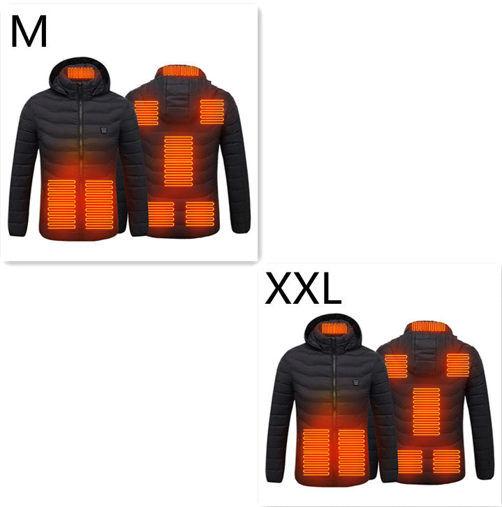 USB Heated Jacket With Hood And 8 Heating Zones, Two-Piece Pack