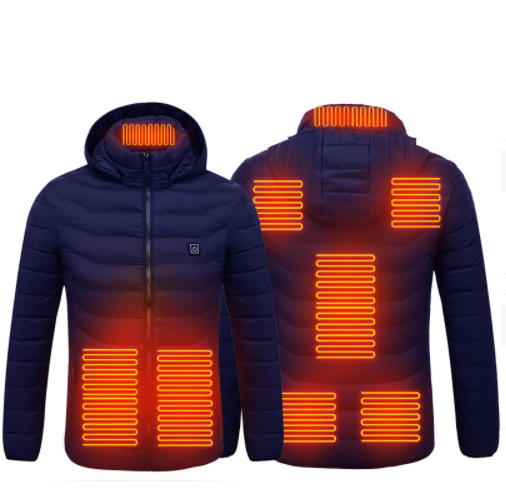 Heated Jacket With 8 Zones And Removable Hood, USB Powered