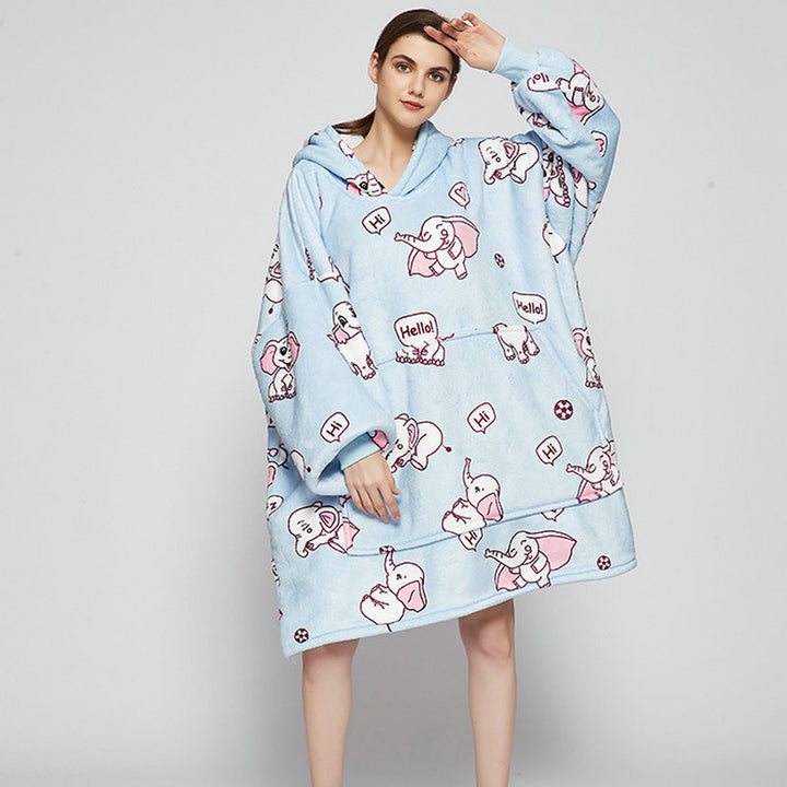 Wearable Blanket Hoodie – Soft Flannel with Fun Prints