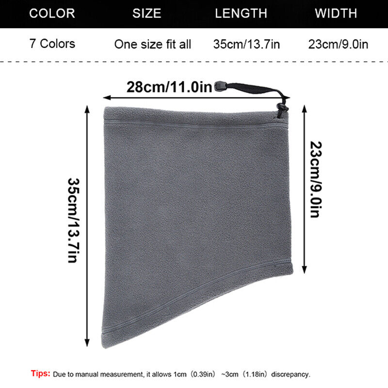 Winter Windproof Fleece Neck Warmer Tube Scarf, Half Face Cover