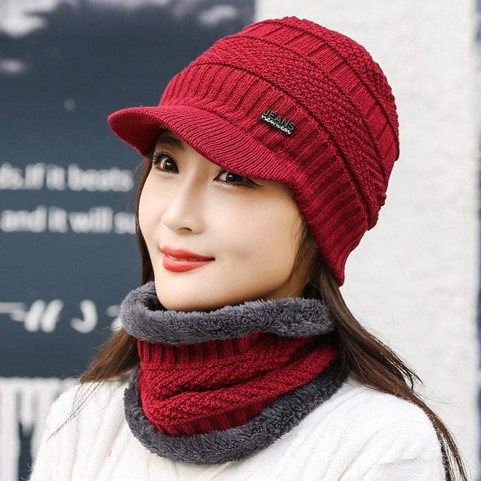 Warmfell Knitted Peaked Beanie and Neck Warmer Set, Fleece Lined