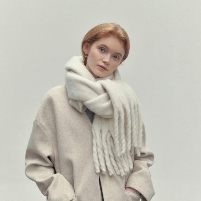 Warmfell Long Cashmere Feel Scarf with Tassels, 230 cm