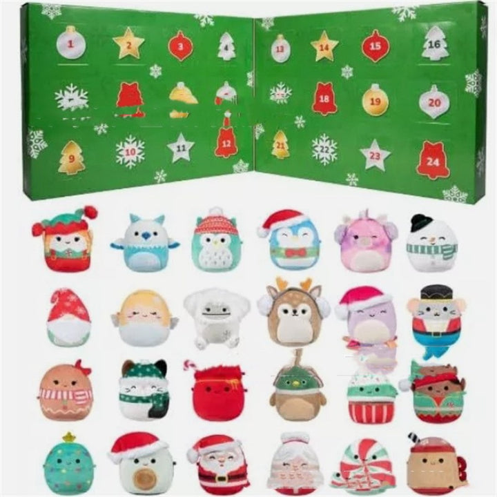 Christmas advent calendar with plush mini characters